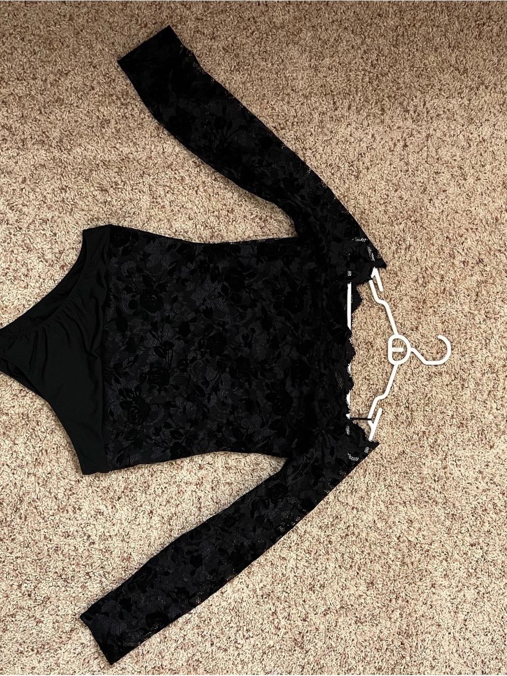 Antonio Melani Black Lace One Shoulder Bodysuit L